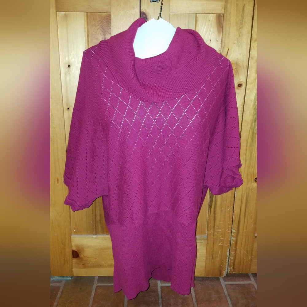Just My Size Magenta Cowl Neck Sweater